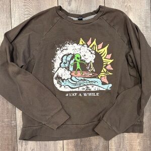 Volcom Kids Stay A While Graphic Crewneck with Multicolor Surf Print
